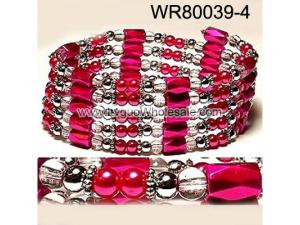 36inch Red Plastic ,Glass,Magnetic Wrap Bracelet Necklace All in One Set